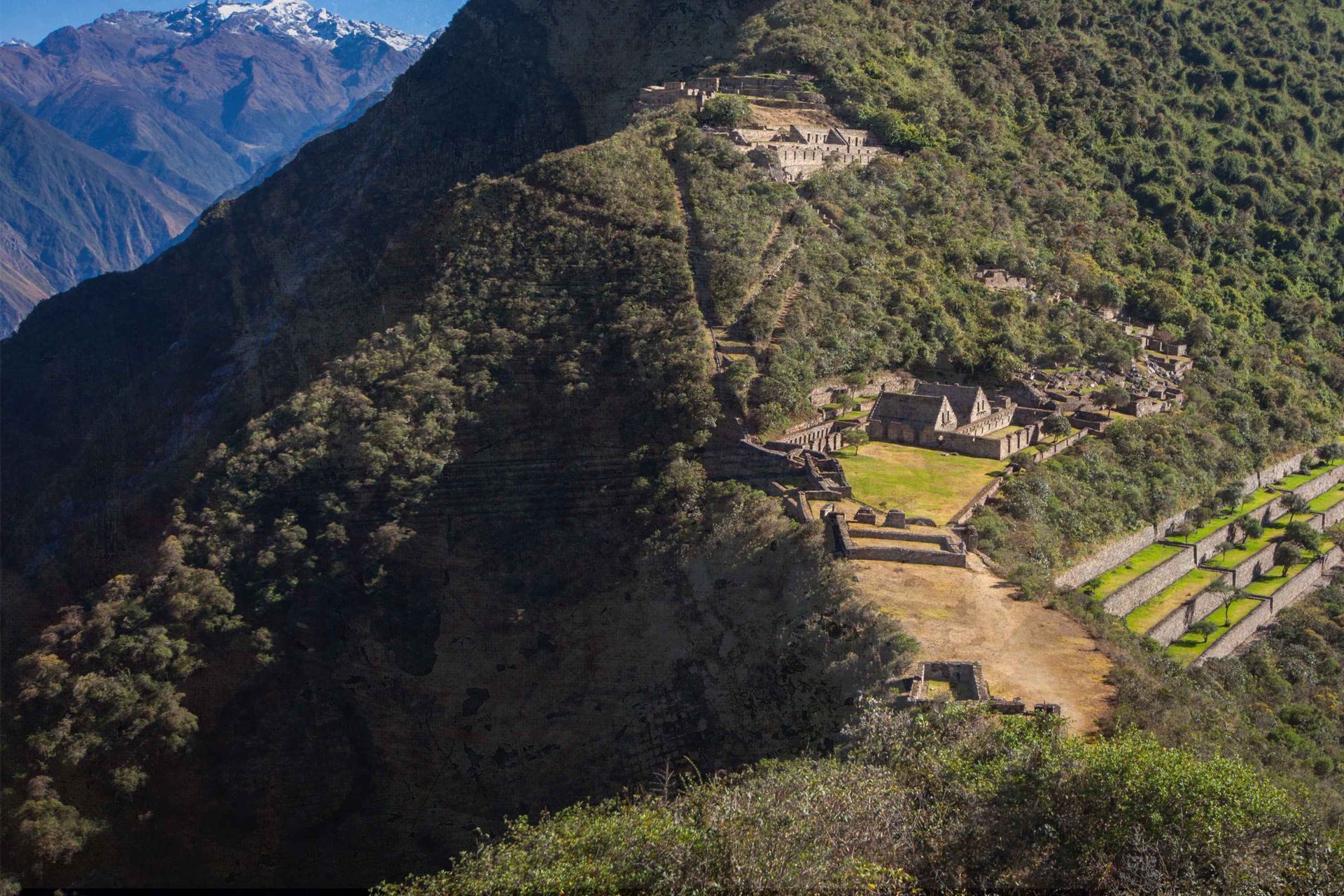 mountain range, sunshine, ancient ruins, green grass, lost cities peru