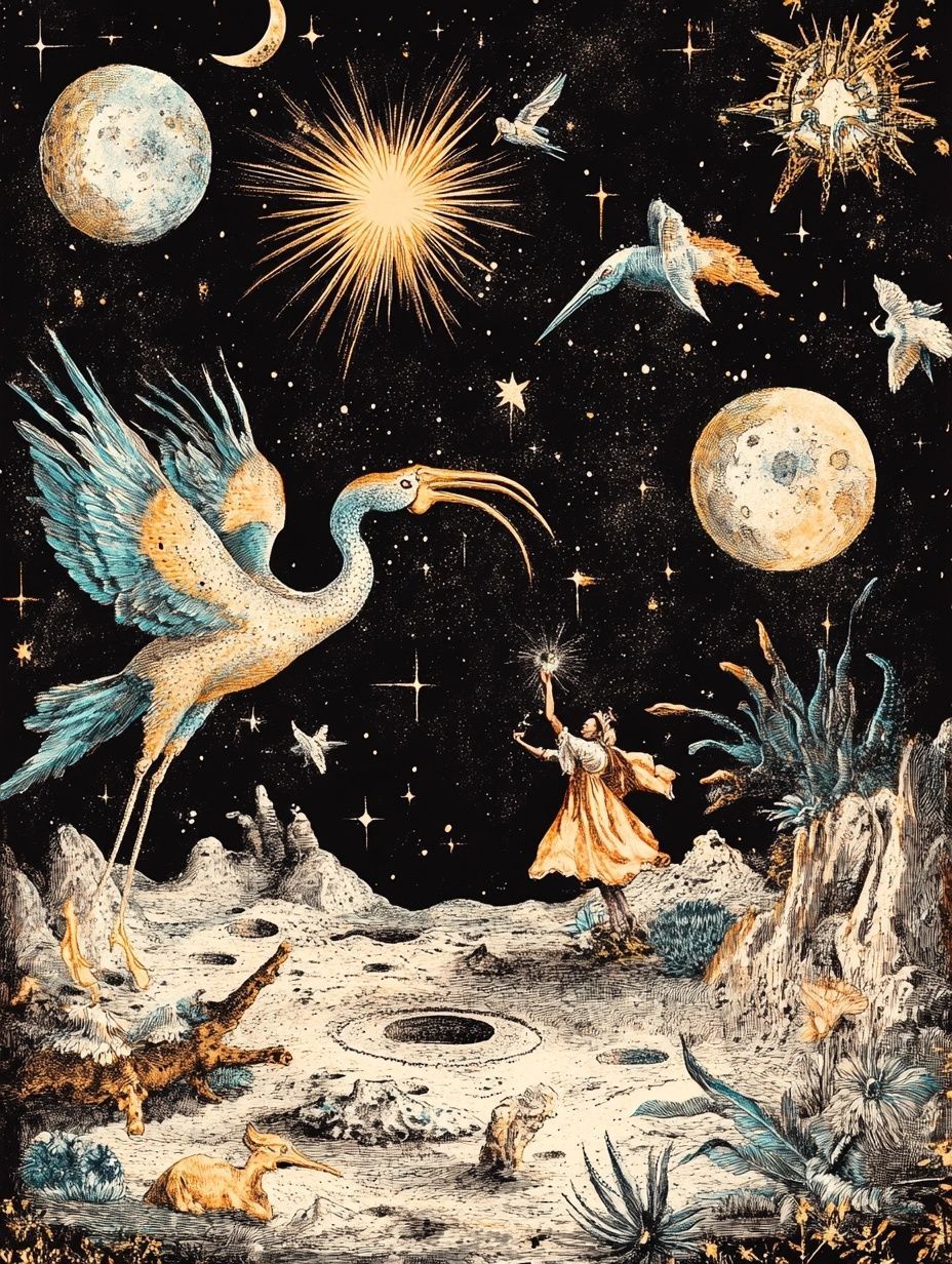 a fantasy scene atop the moon