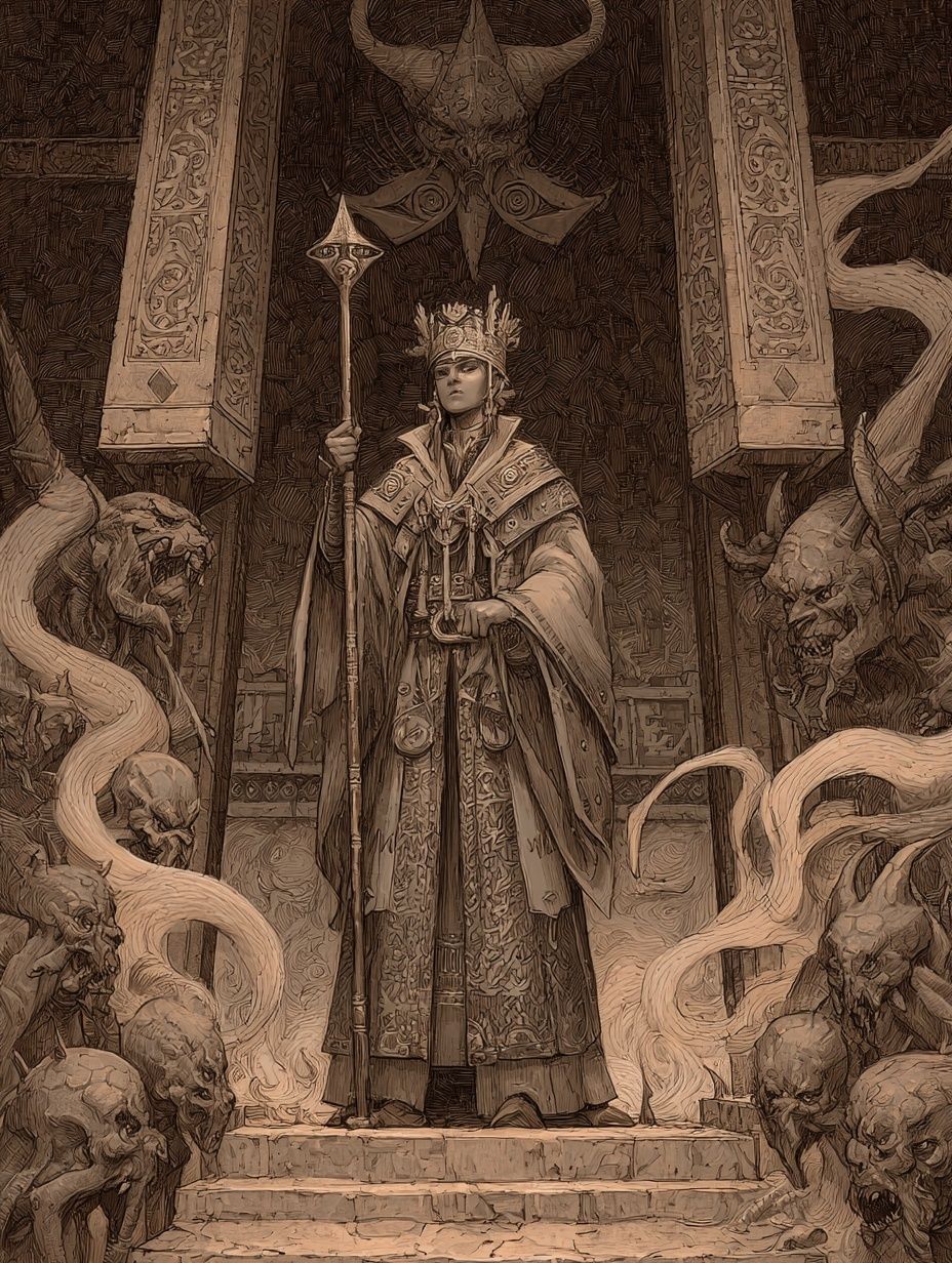 vintage god with sceptre