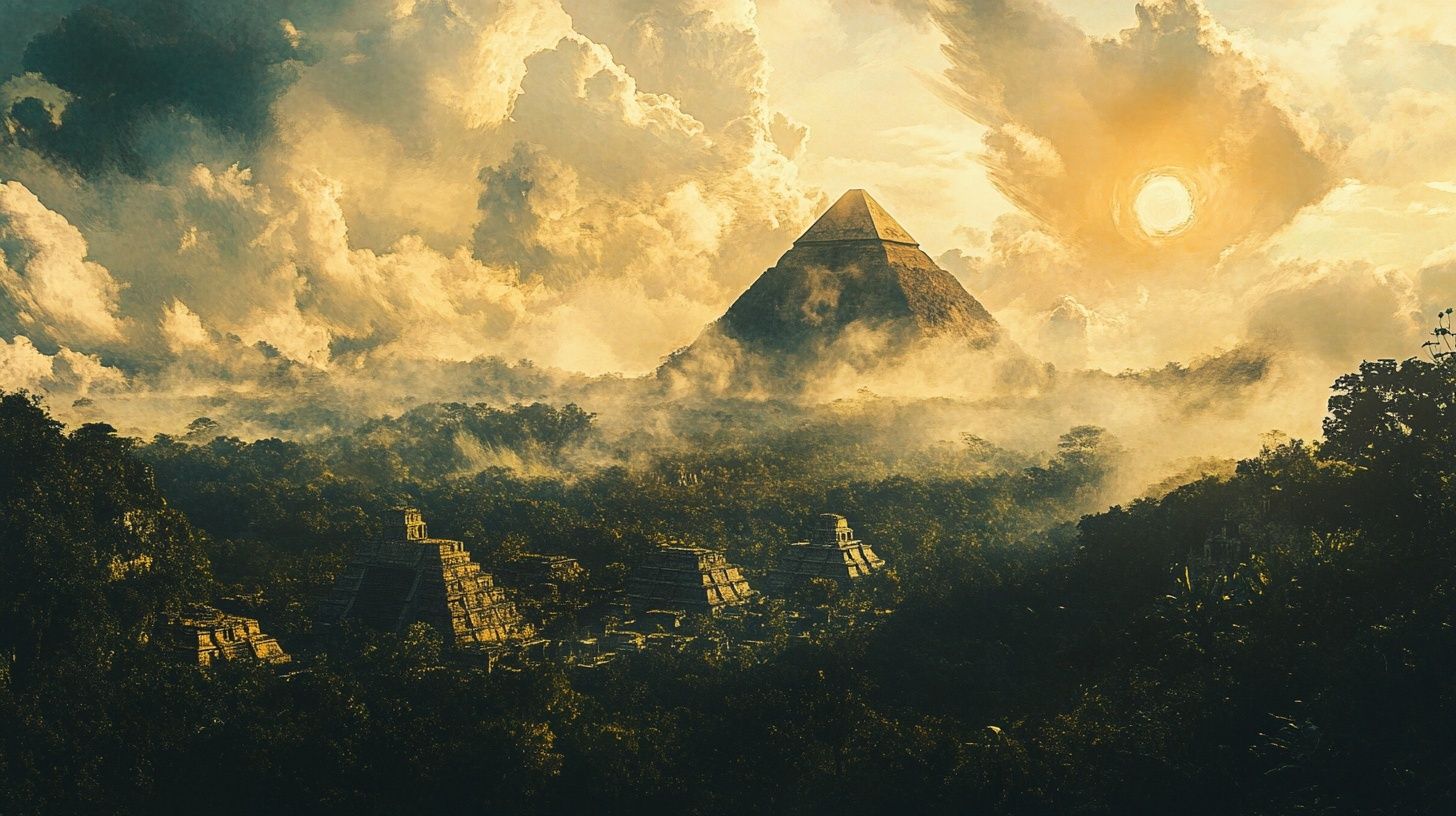 vintage landscape ancient Maya 
