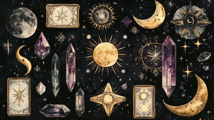 sun moon stars crystals modern witch symbols