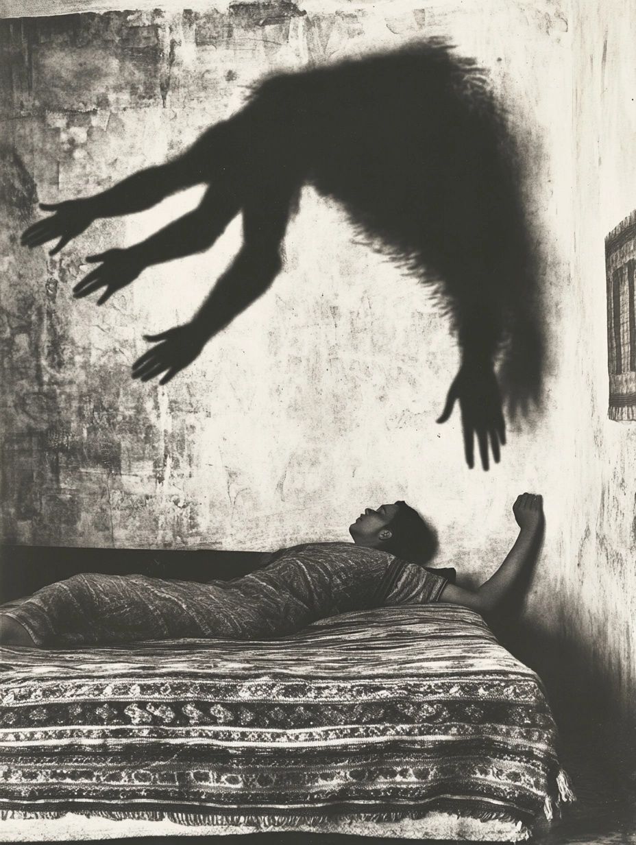 shadow lurking over person in bed