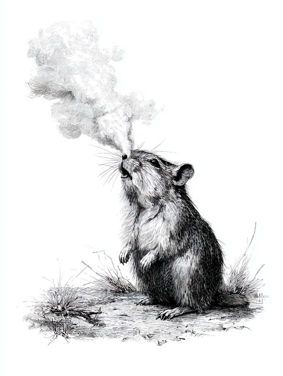 small rodent vapour coming from its nose
