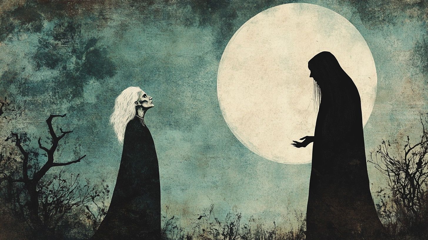 witchy figures under a full moon
