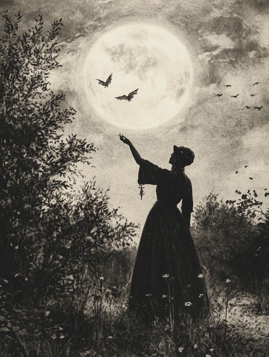 modern witch under full moon