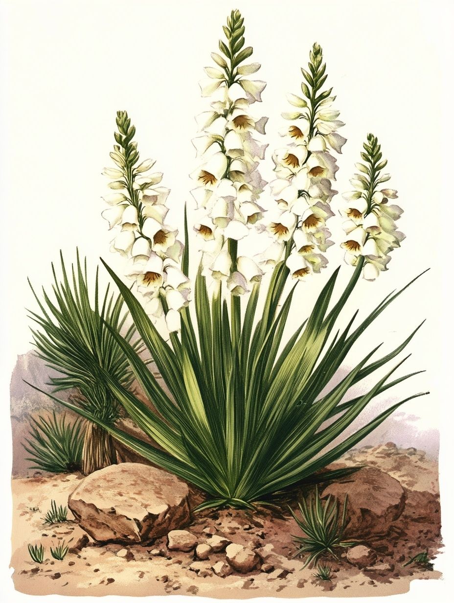 white green  yucca plant, desert