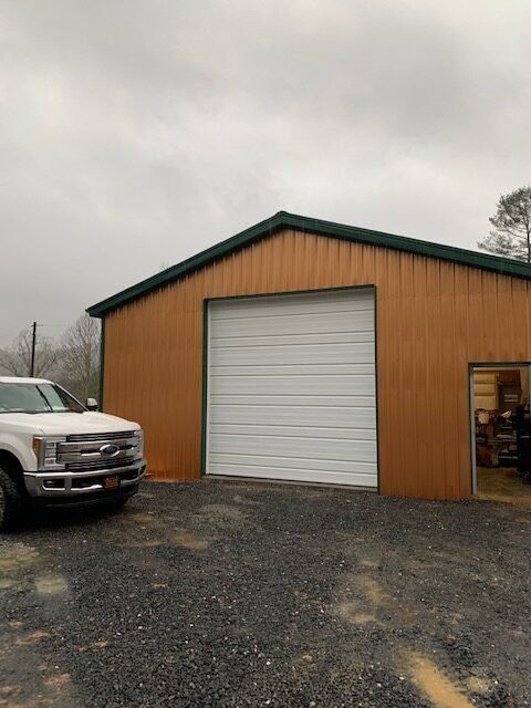Orange Garage with Green Roof ─ Canton, North Carolina ─ Shane Willis Construction