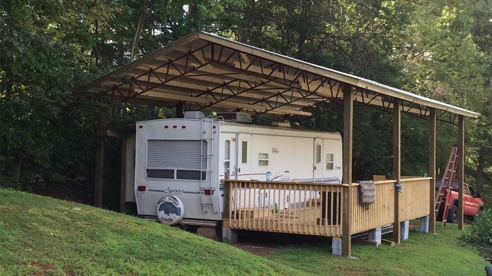 Open Garage with Deck ─ Canton, North Carolina ─ Shane Willis Construction