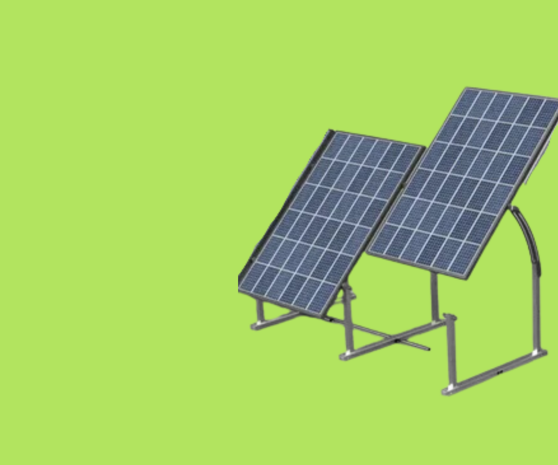 Two solar panels are sitting next to each other on a green background.