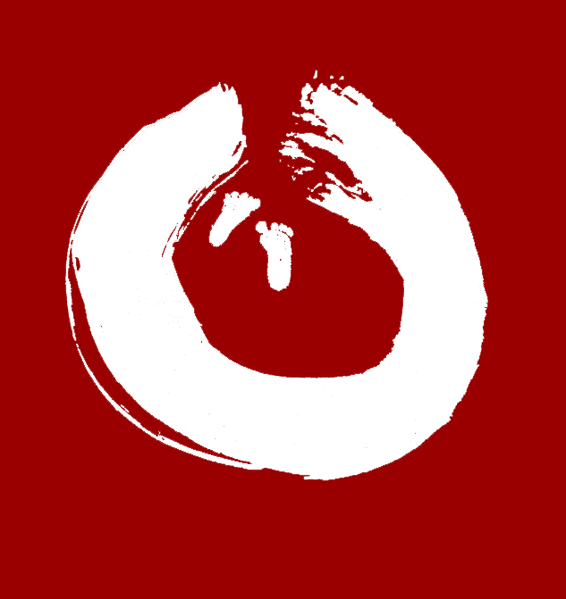 Weißer Kreis mit Öffnung roter Hintergrund