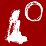Symbol sitzende weiße Frau betrachtet Mond roter Hintergrund
