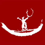 Symbol Person auf Boot roter Hintergrund