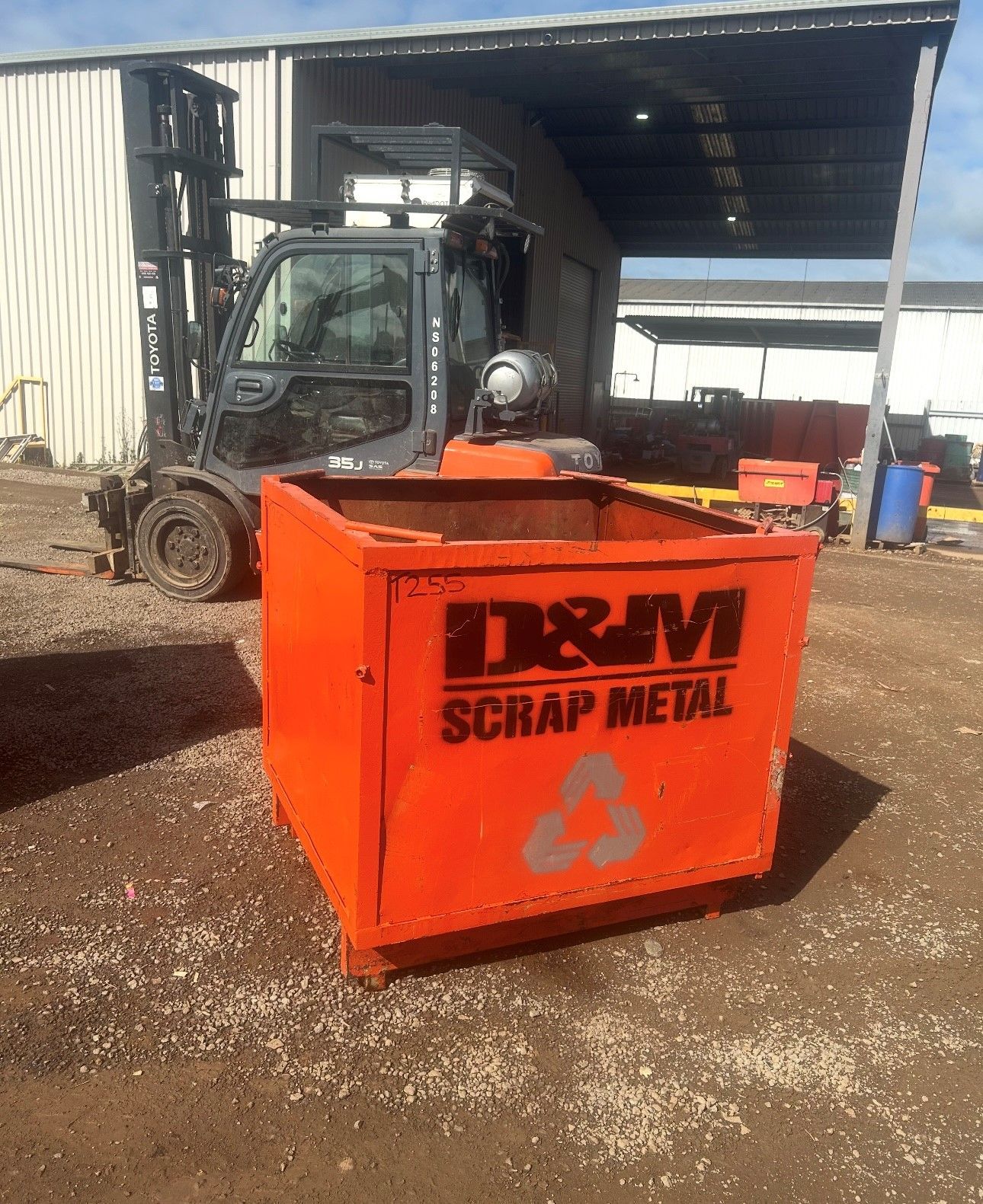 D & M Scrap Metal 1m x 1m orange bins.