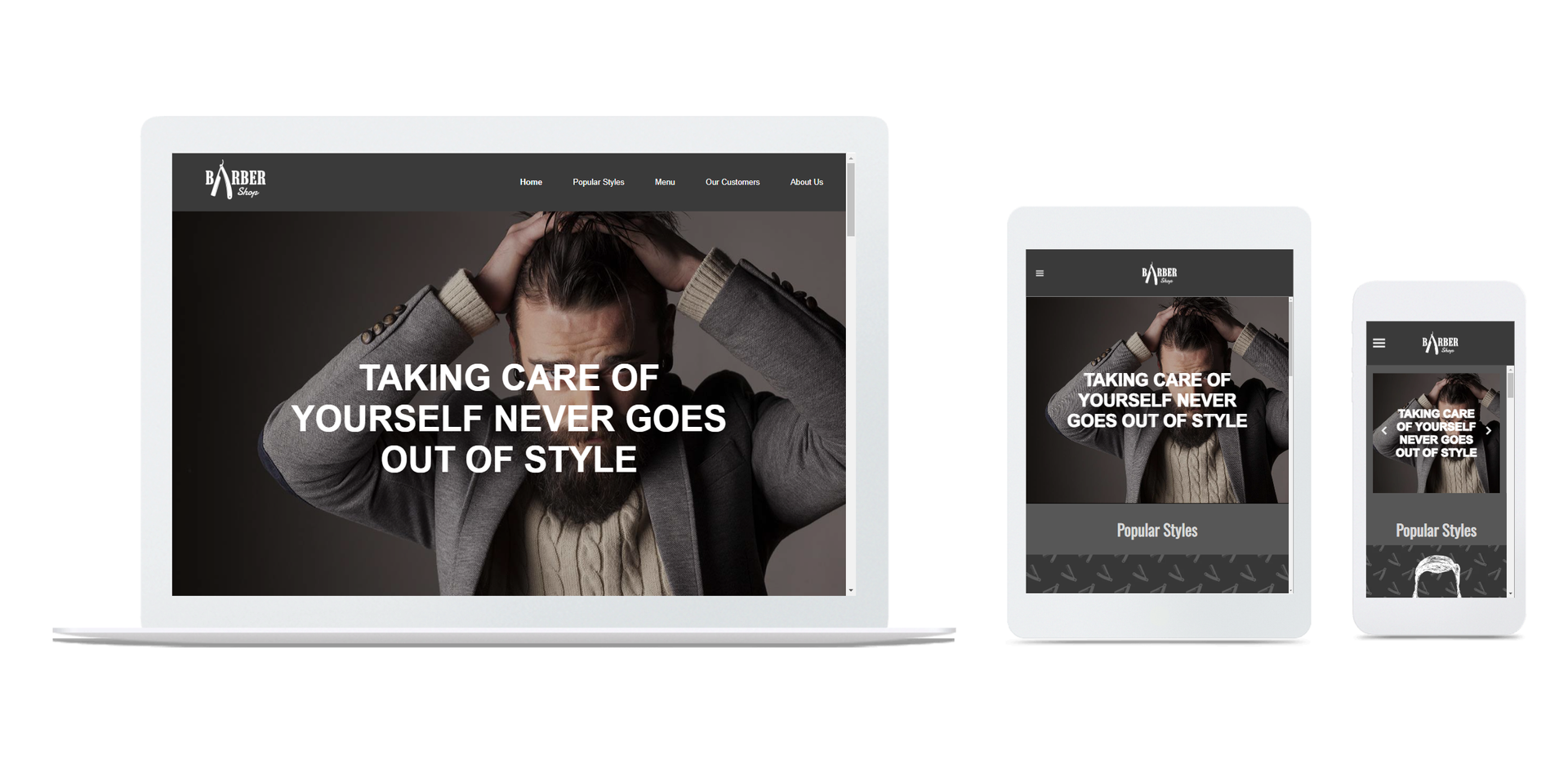 En man med skägg finns på hemsidan för en webbplats.