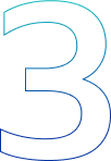 Il numero tre è delineato in blu su sfondo bianco.