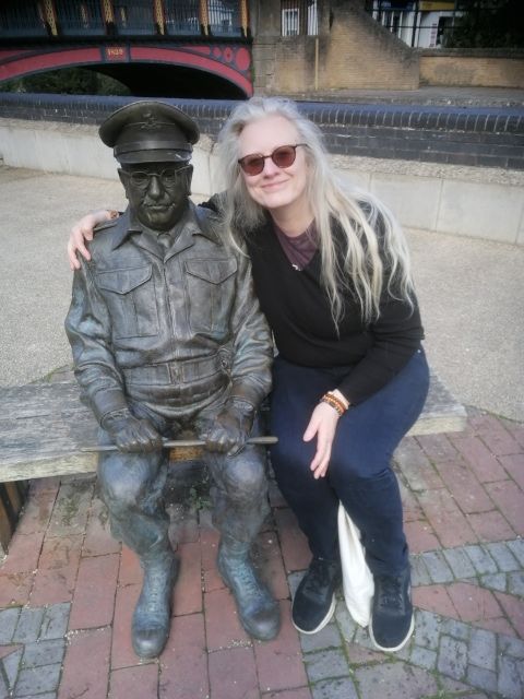 Melody with Captain Mainwaring Statue
