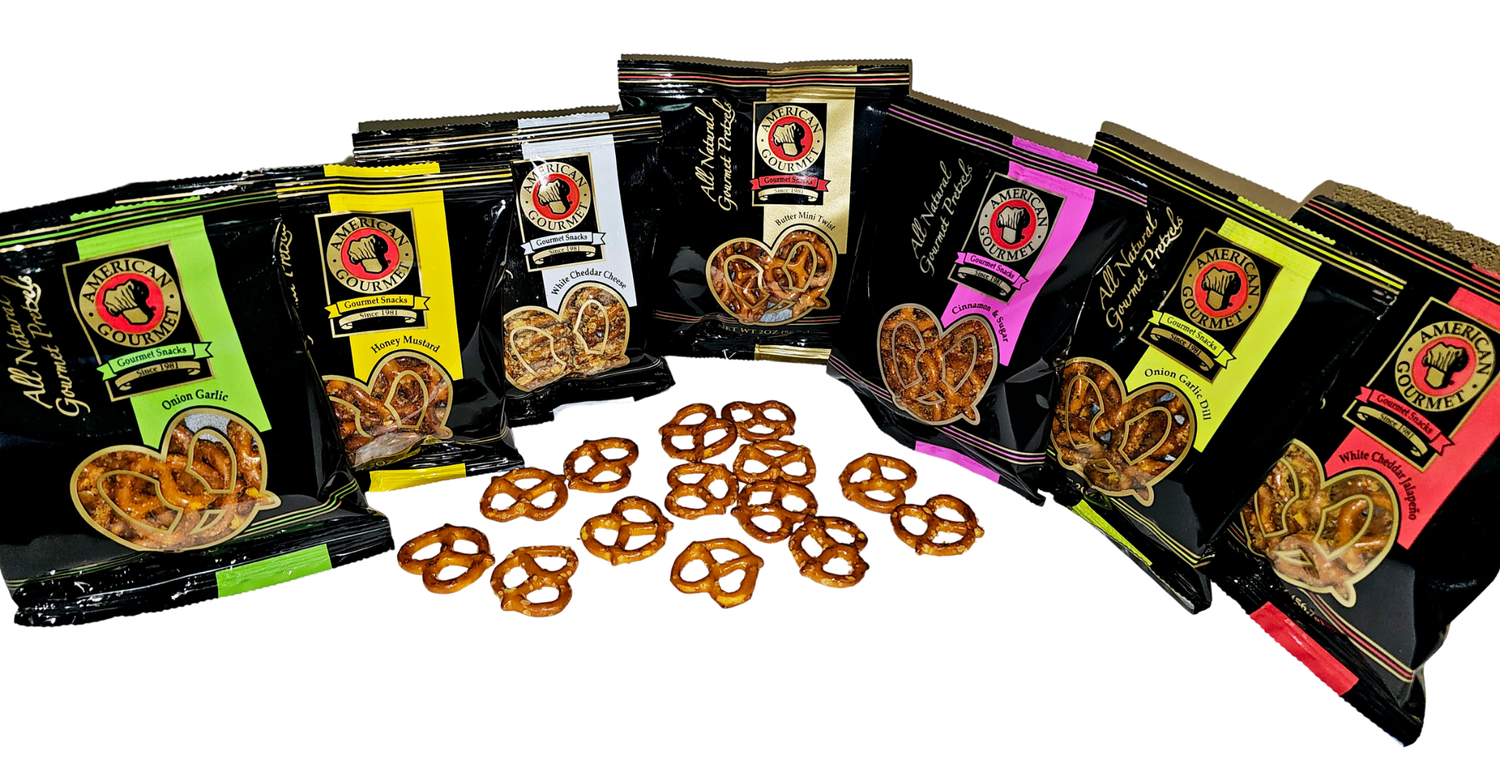 Butter Mini Twist Pretzels, American Gourmet of Snacks, LLC
