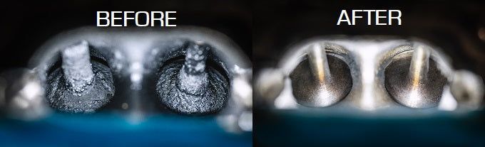 A before and after picture of a car engine - AK Auto Repair