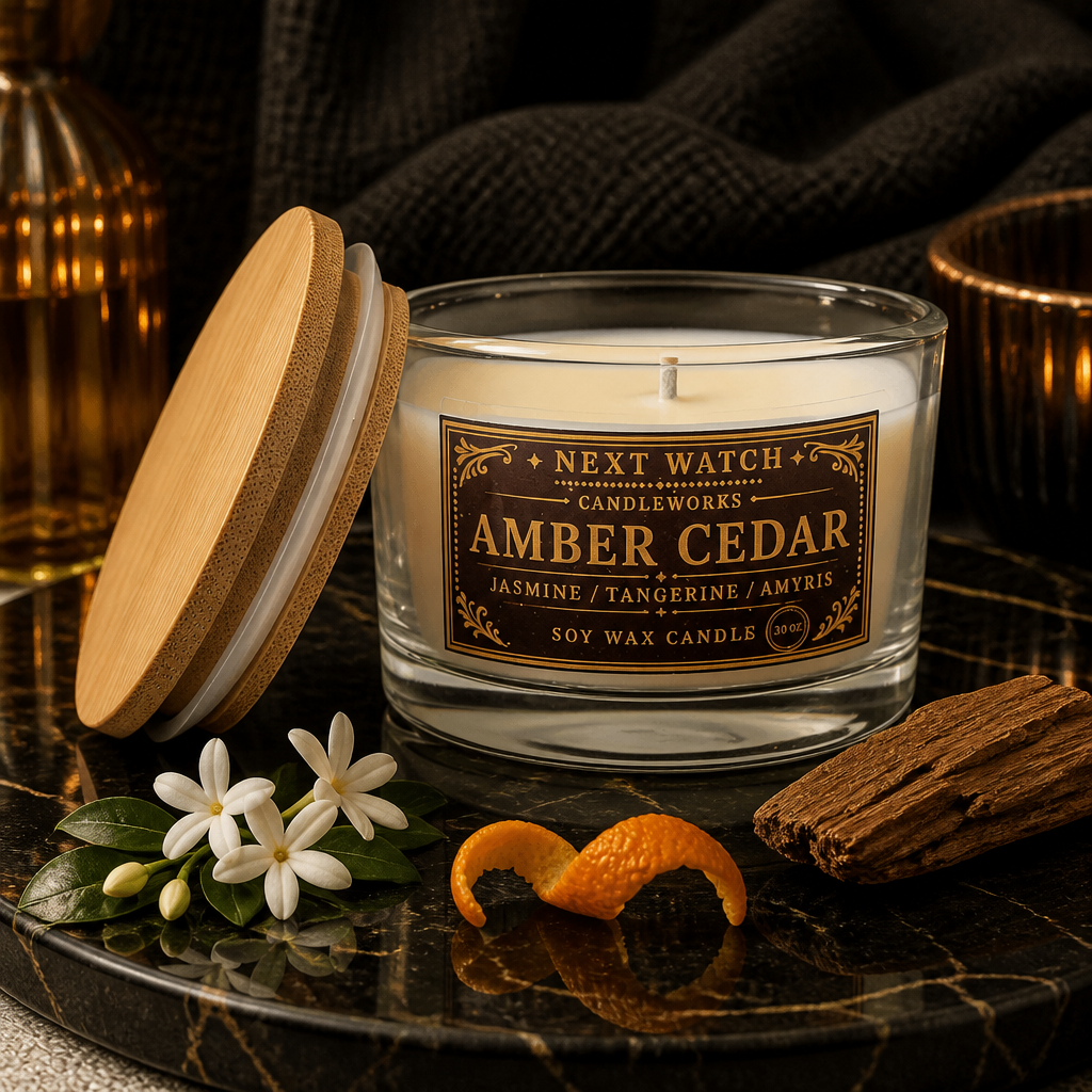 3 oz Amber Cedar Scented Candle