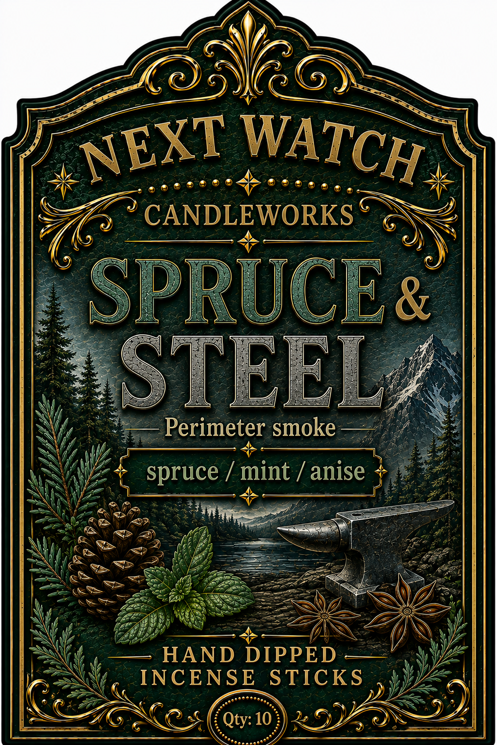 Black incense sticks in a clear pack on a wooden table with a incense holder and candle jar.