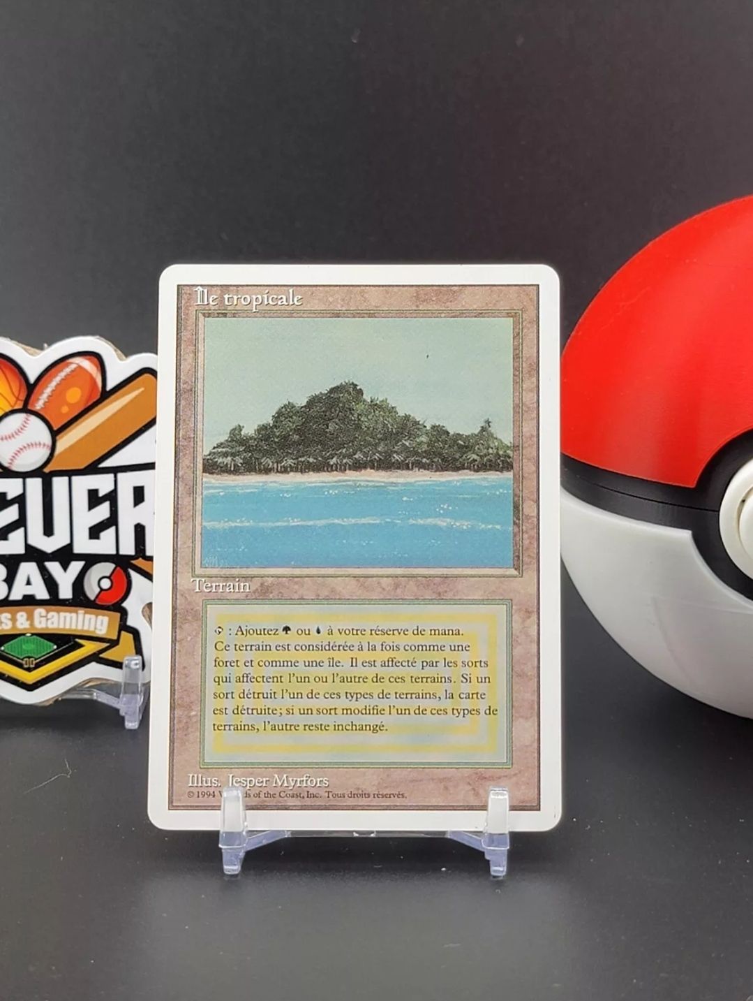 A card with a picture of an island on it