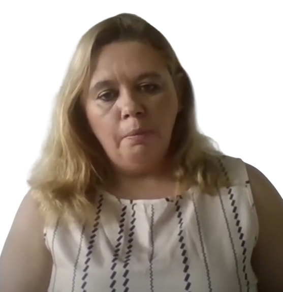 A woman wearing a black polo shirt that says public health care
