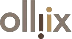 The word ollix is written in brown letters on a white background.