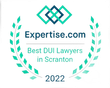 Expertise.com award badge for Best DUI Lawyers in Scranton, 2022, teal laurel wreath