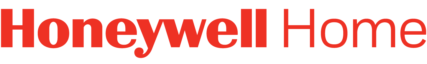 The honeywell home logo is red on a white background