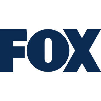 A blue fox logo on a white background
