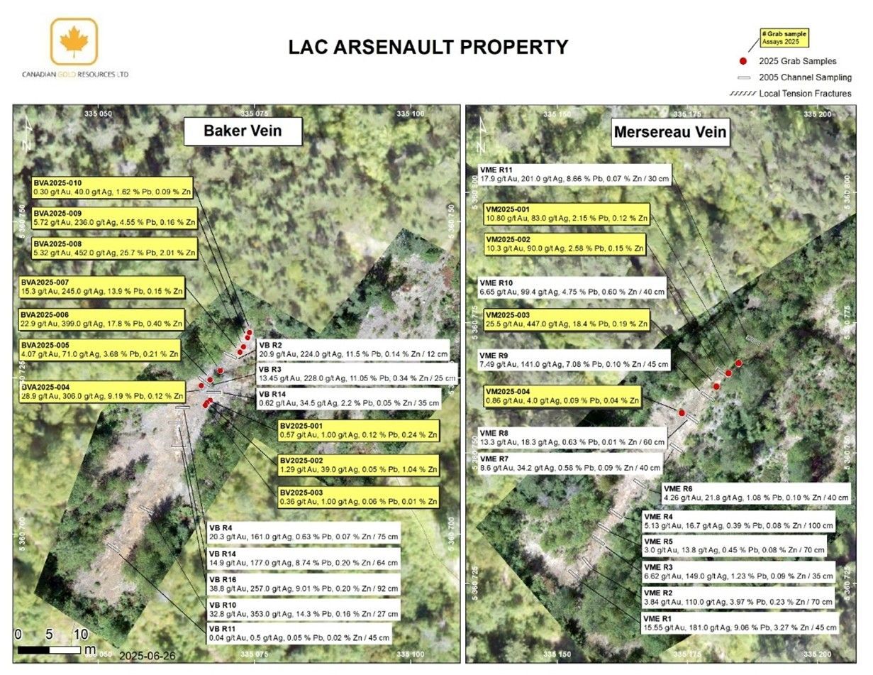 Figure 1: Samples Maps at Baker Vein and Mersereau Vein