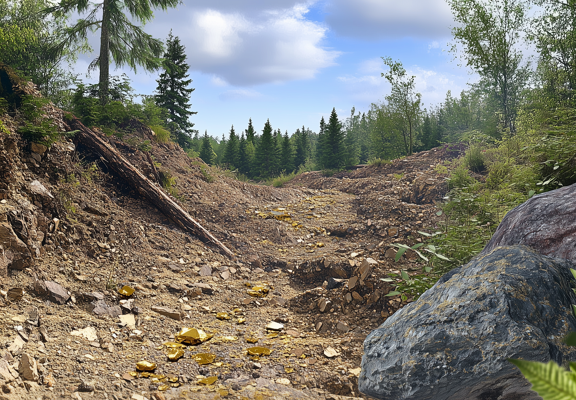 A dirt road in the middle of a forest