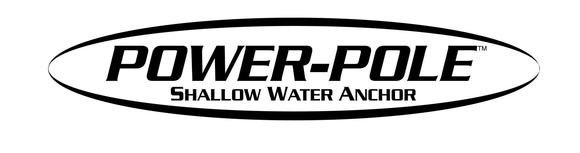 A black and white logo for power pole shallow water anchor