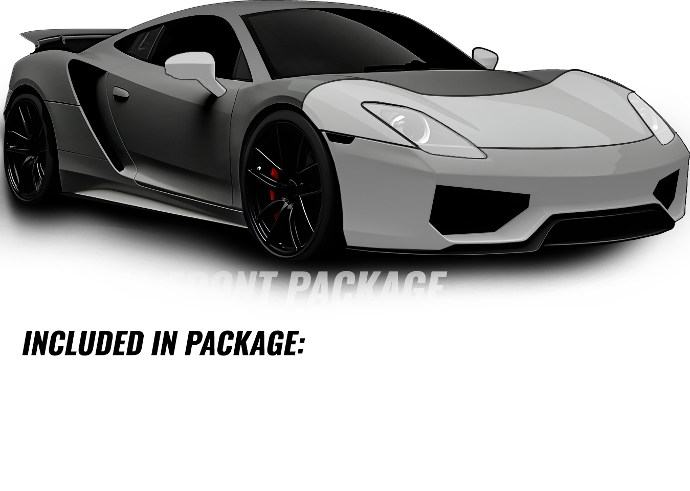 Gray sports car front package.
