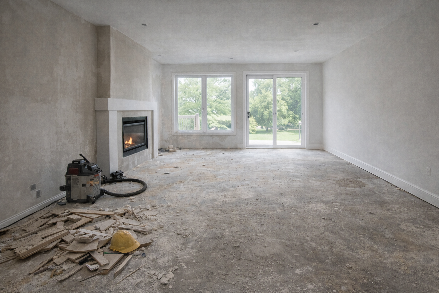 Residential Living Room Renovations Before Construction Cleaning