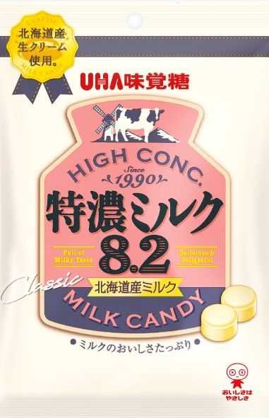 日本 UHA味覚糖 特濃ミルク8.2 北海道産ミルク 2種風味 特濃牛奶糖 桃子牛奶糖