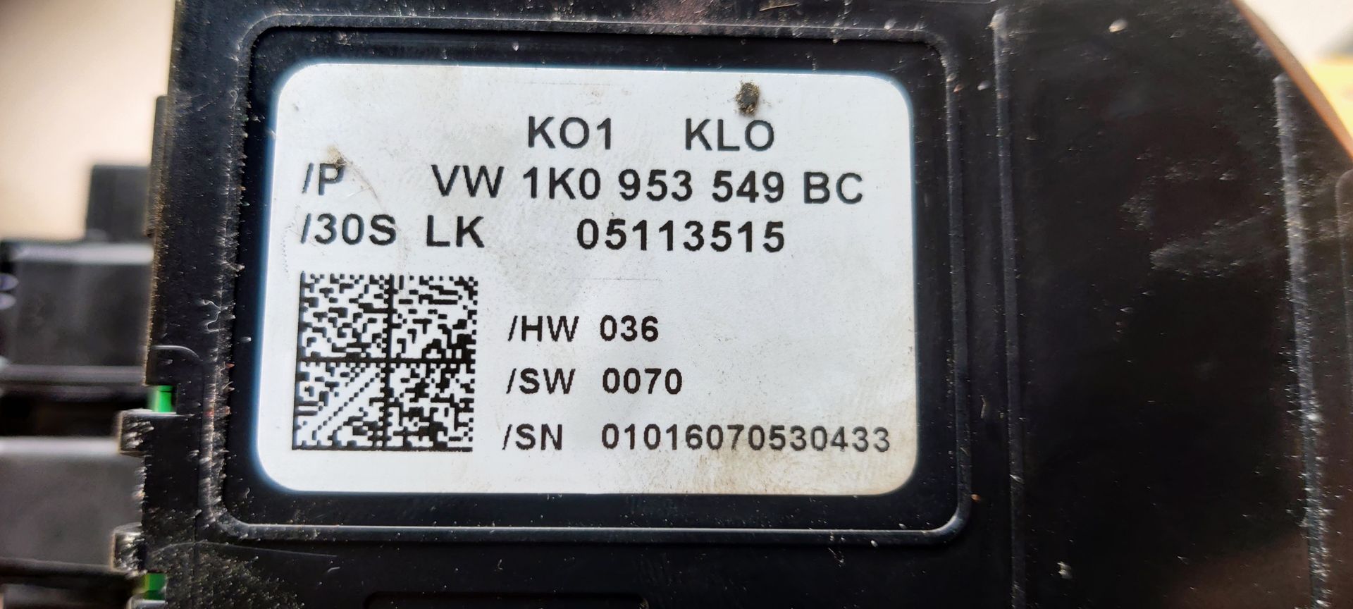 VW Golf 5 plus, contactslot met sleutel, richtingaanwijzer unit.