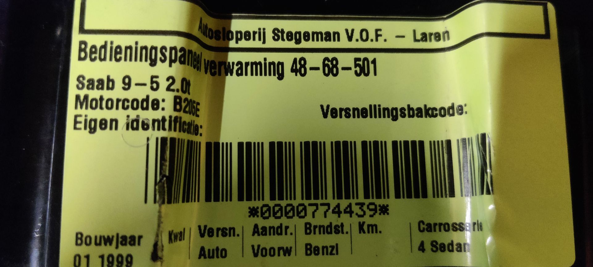 Saab 9-5 bedieningspaneel gebruikt bij Stegeman Car Parts