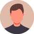 Stylized avatar with short brown hair on a beige circular background
