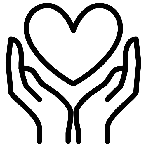 Hands cupping a heart.