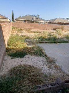 Before Grass Removal Near a Wall  — Alamogordo, NM — David's Landscaping Design LLC