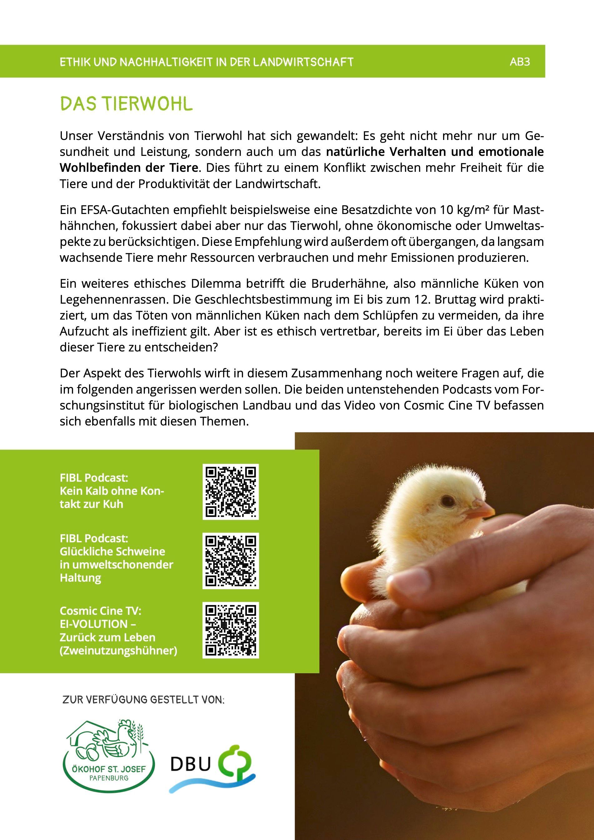 PDF 'Das Tierwohl', 443 Kilobyte, kostenlos herunterladen, öffnet in neuem Tab
