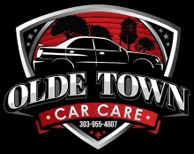 Logo for Olde Town Car Care with car silhouette and red accents; includes phone number.