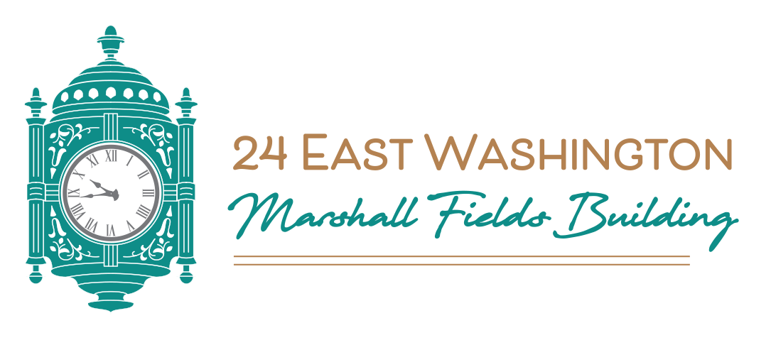 A logo for 24 east washington marshall fields building