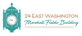 A logo for 24 east washington marshall fields building