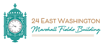 A logo for 24 east washington marshall fields building