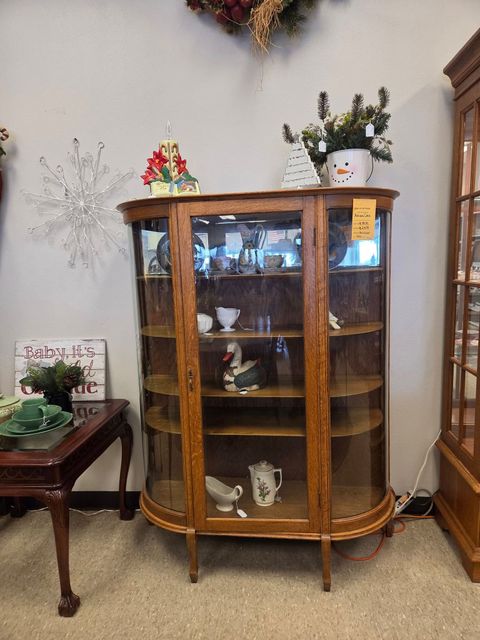 Antique curio measures 46" x 16" x 60" tall....Card Price $219.99 / Cash Price $199.99