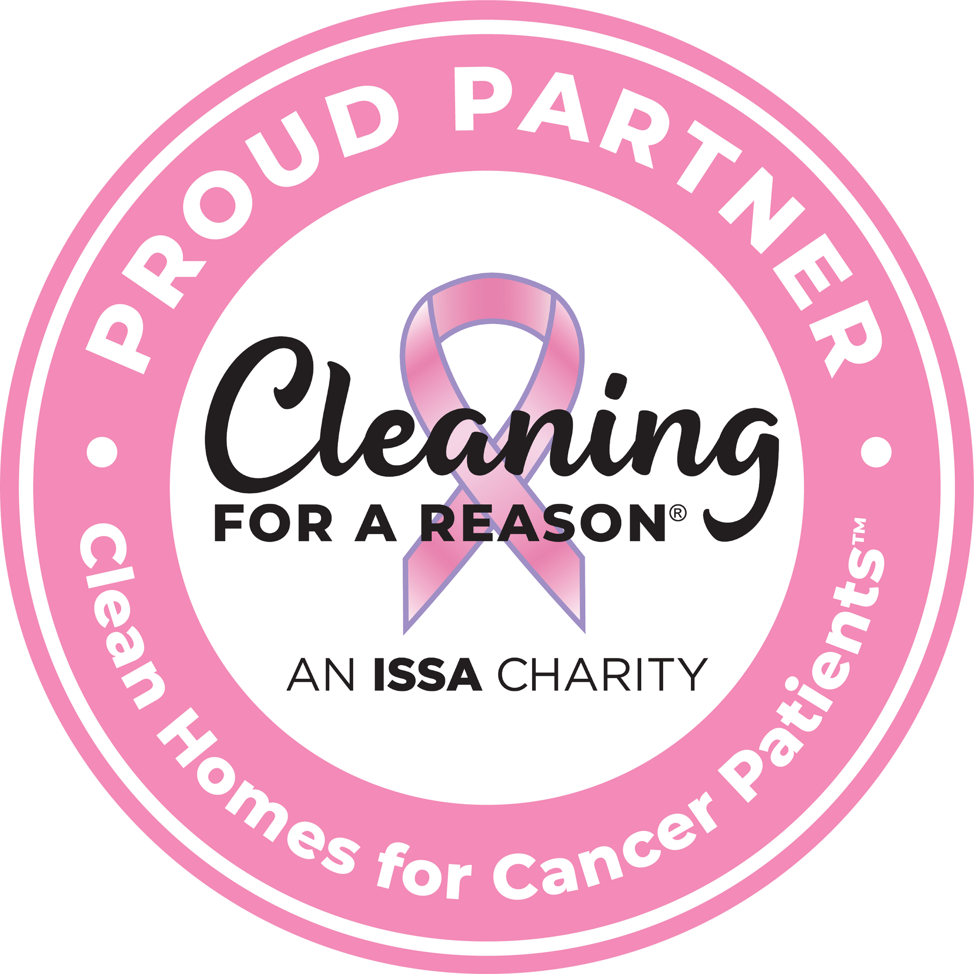 The logo for cleaning for a reason is a proud partner of clean homes for cancer patients.