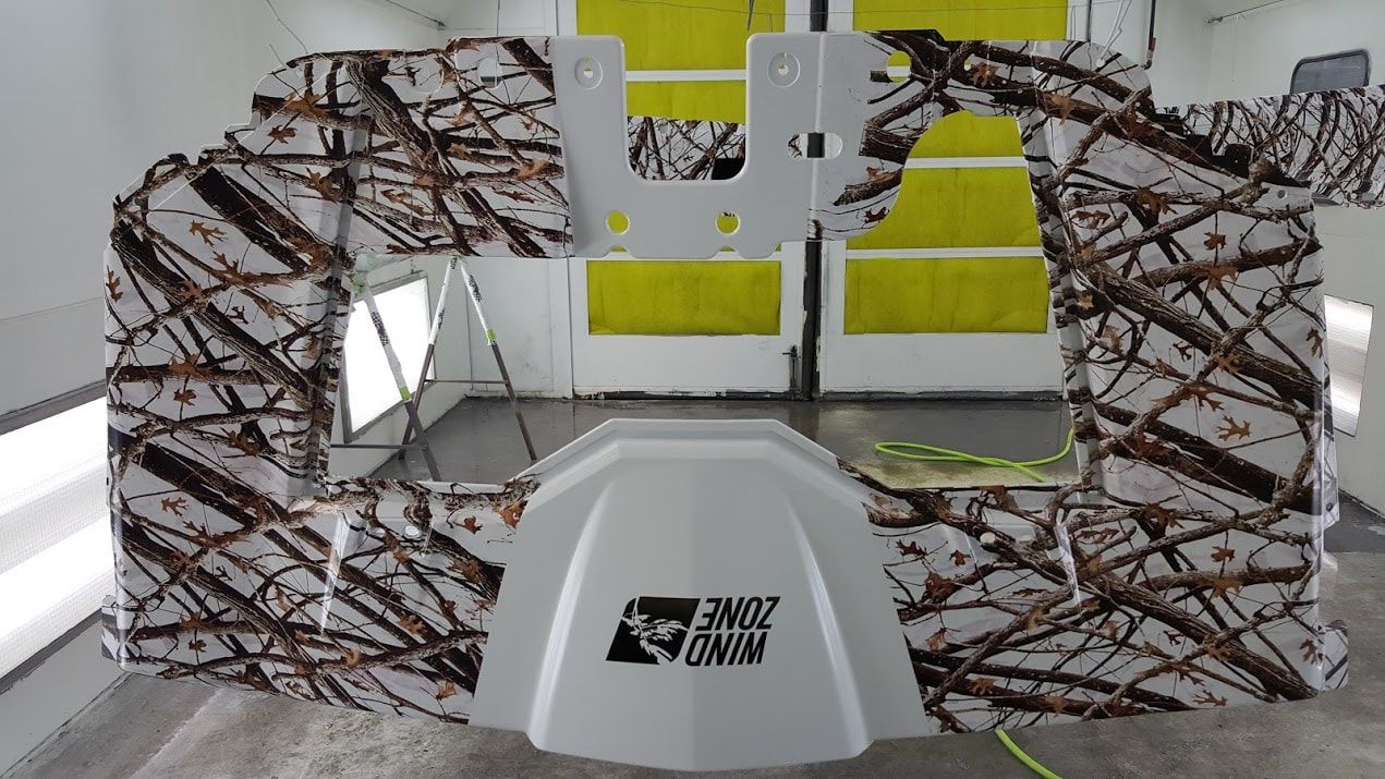 A white item with a camo pattern on it