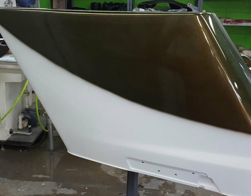 A white and brown object is sitting on a table